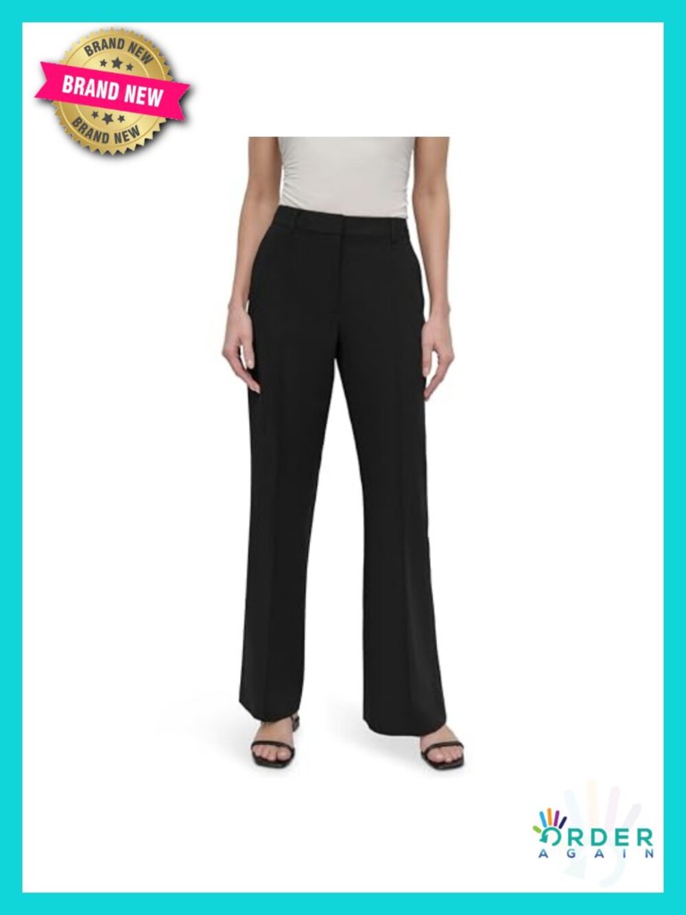 Pintuck Mid-Rise Flare Leg Suit Pant Work Trousers